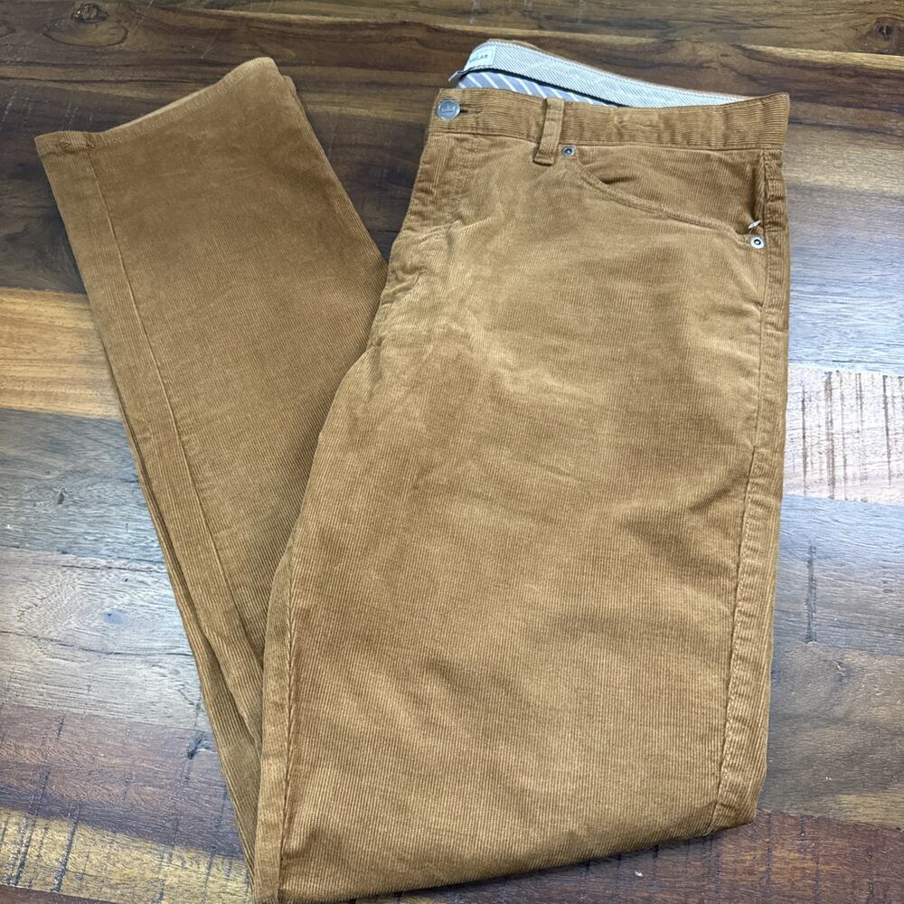 Peter Millar Crown Crafted Pants Mens 36 Khaki Corduroy Straight Leg Casual
